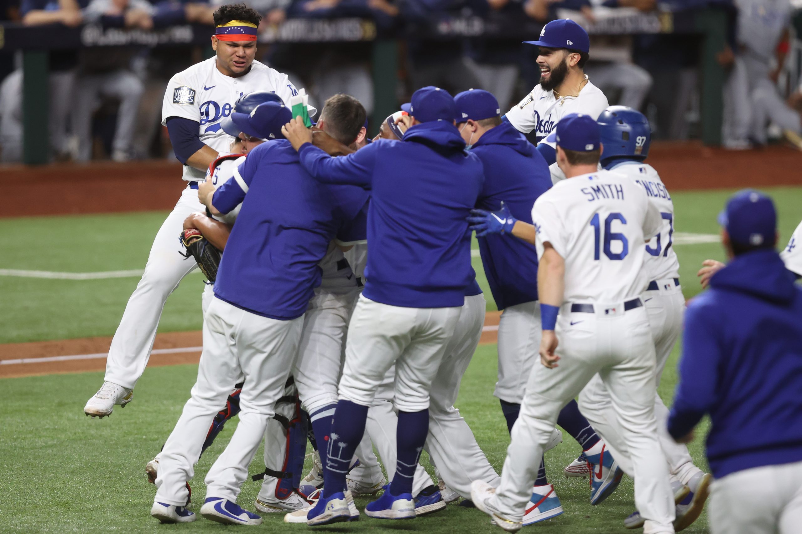 Dodgers beat Rays, 3-1, to win World Series