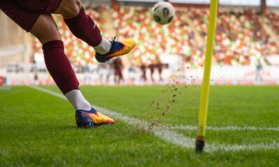 Player,kicks,the,ball,from,the,corner,during,the,soccer